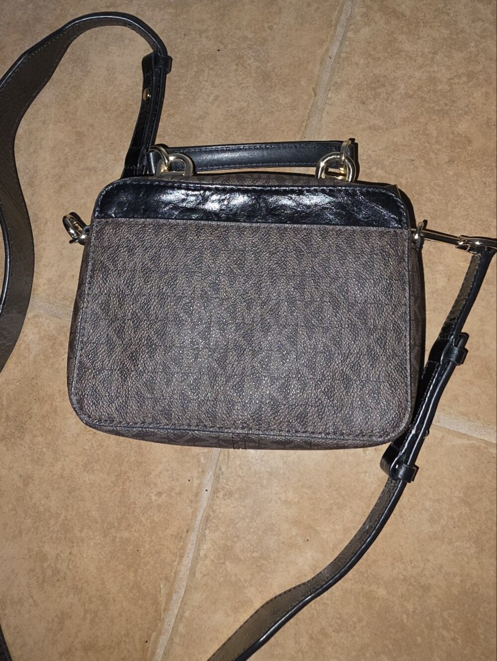 Michael Kors Brown MK Monogram Crossbody Bag - Picture 4 of 8